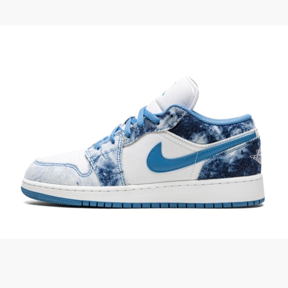 The Air Jordan 1 Low GS “Acid Wash Denim” youth sizing 4.5 adult women’s size 5